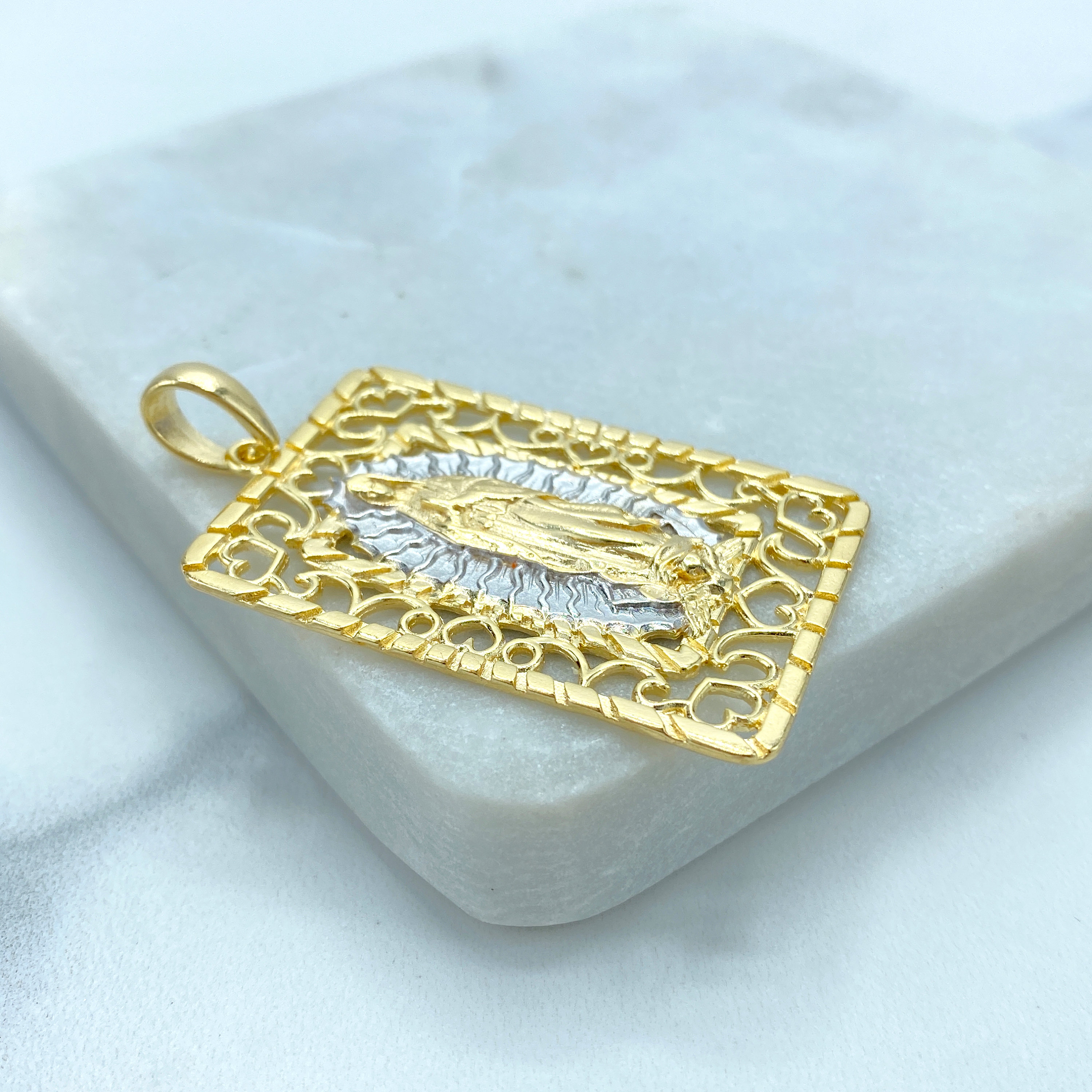 18k Gold Filled Two Tone Virgen De Guadalupe, Our Lady of Guadalupe ...