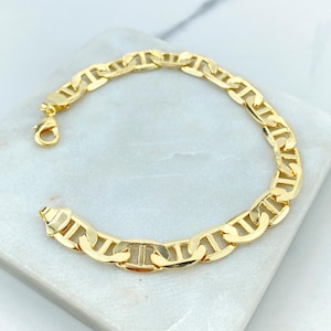 18k gold filled 9 mm gepolijste Mariner schakelarmband, dikke Mariner schakelarmband, uniseks armband, groothandel sieraden