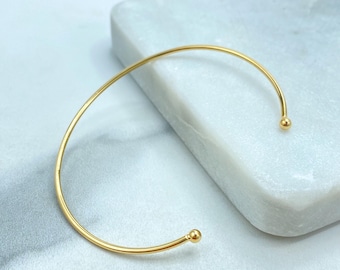 18k Gold Filled Thin Cuff Bracelet with Two Petite Balls, Minimalist Jewelry, Wholesale Jewelry Making Supplies