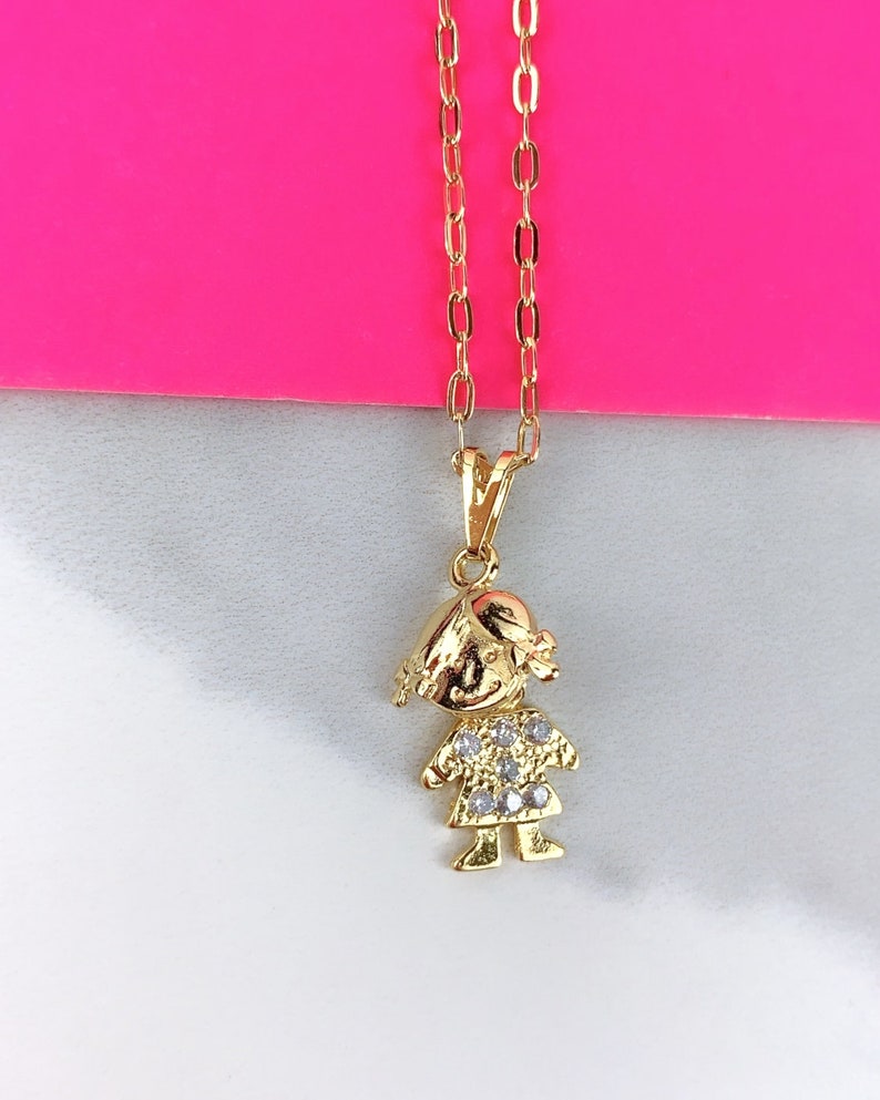 18k Gold Filled Boy or Girl Charms Pendant With Cubic Etsy