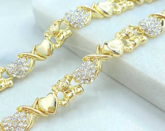 18K Gold Filled XOXO CZ Jewelry Set, Necklace Bracelet Ring Earrings, Gift
