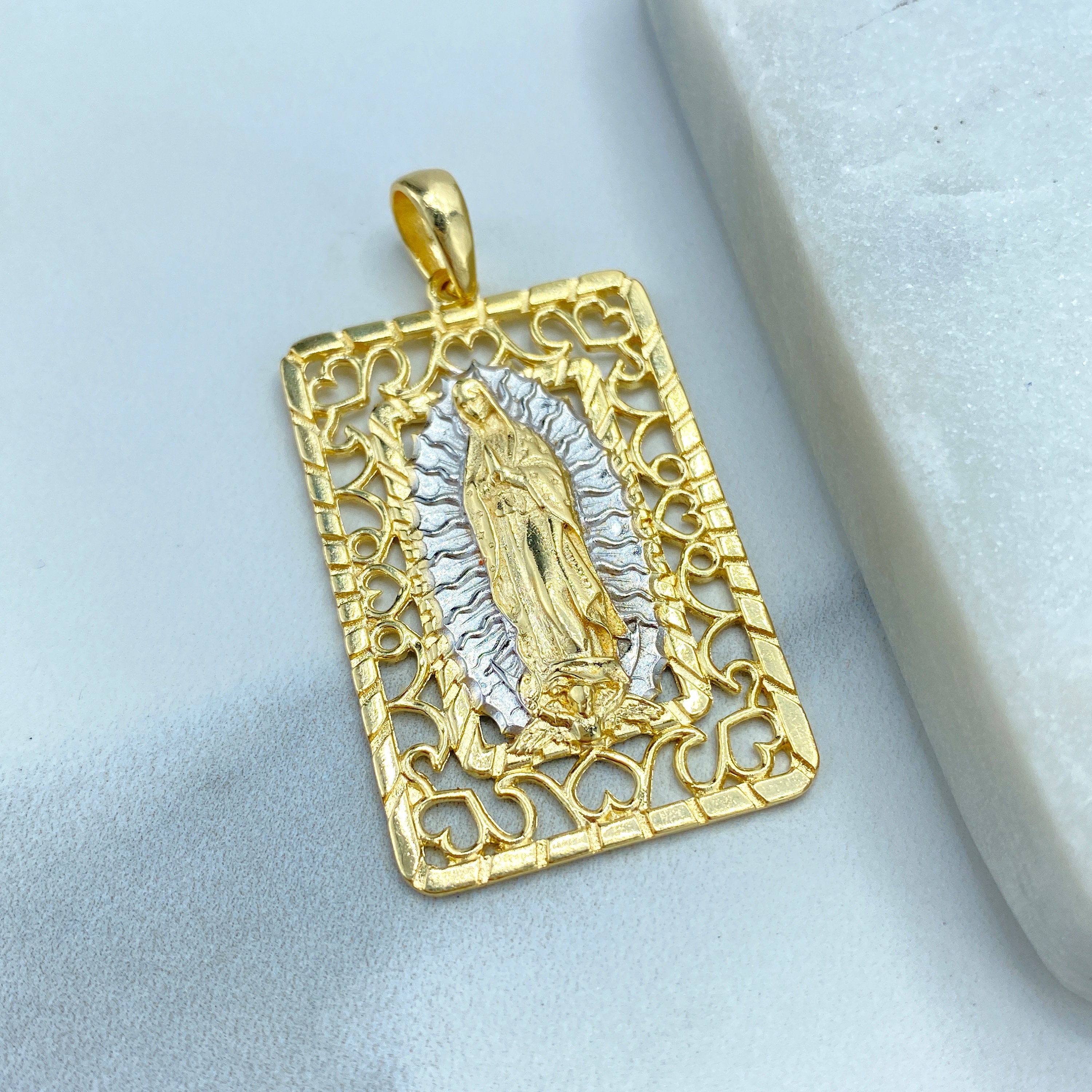 18k Gold Filled Two Tone Virgen De Guadalupe, Our Lady of Guadalupe ...