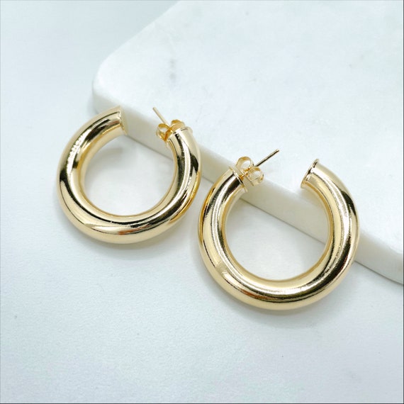 1 Box 40Pcs Real 18K Gold Plated Brass Hoop Earring Findings Teardrop Round  Beading Hoop Earrings Component Accessories for DIY Jewelry Making Craft 