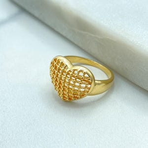 18k Gold Filled Heart Ring, Textured Woven Heart Design, Bold Statement Ring, Gold Heart Ring, Gift for Her, Wholesale Jewelry