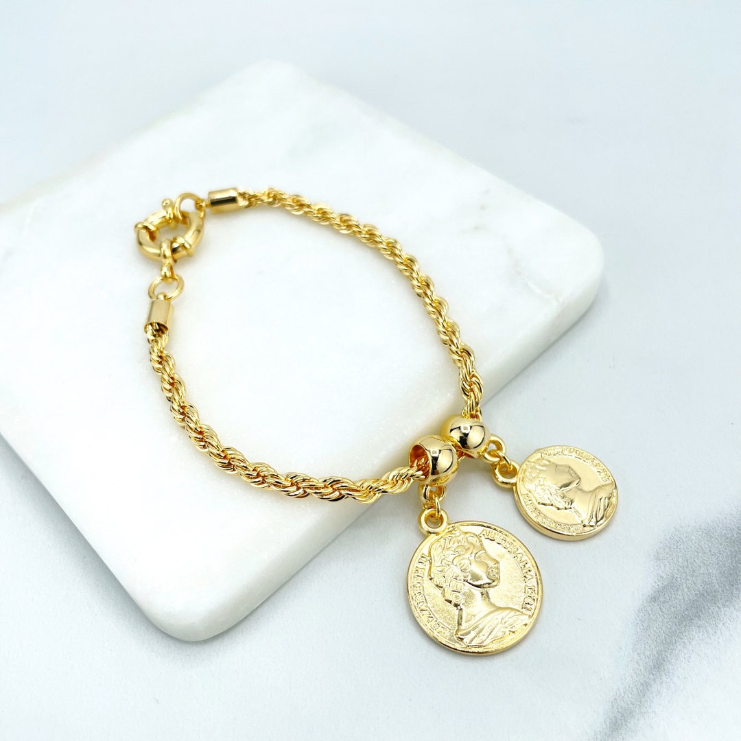 Roman Rope Keychains 18k Gold Filled 4mm Rope Chain With Berloques & Roman/greek Coins ...