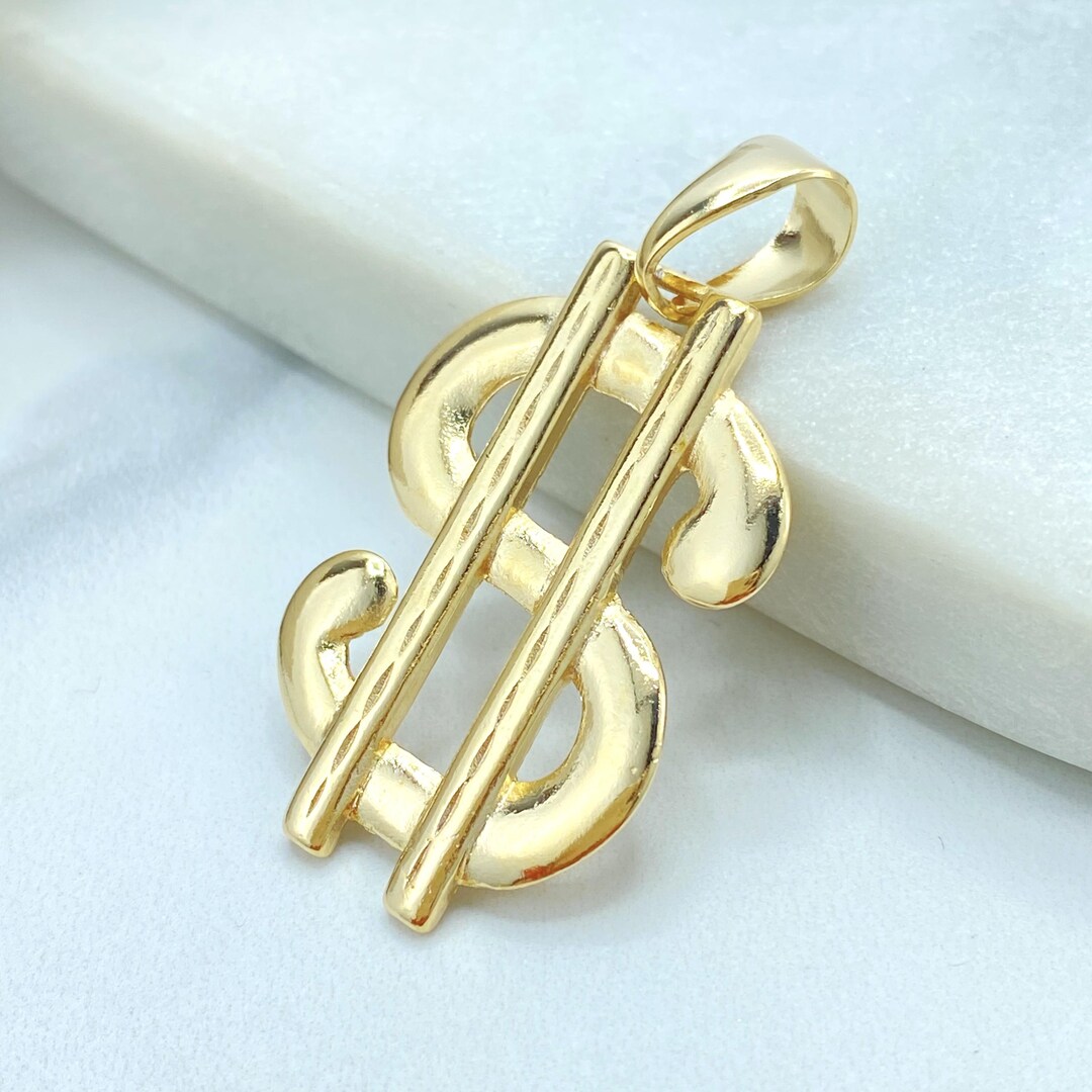 18K Gold Filled Large Dollar Sign Pendant, Polished Money Symbol - Etsy