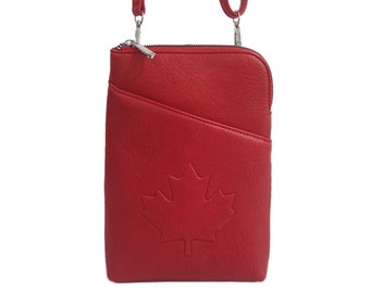 Darling's Vegan Leather - Maple Leaf Design Crossbody Bag