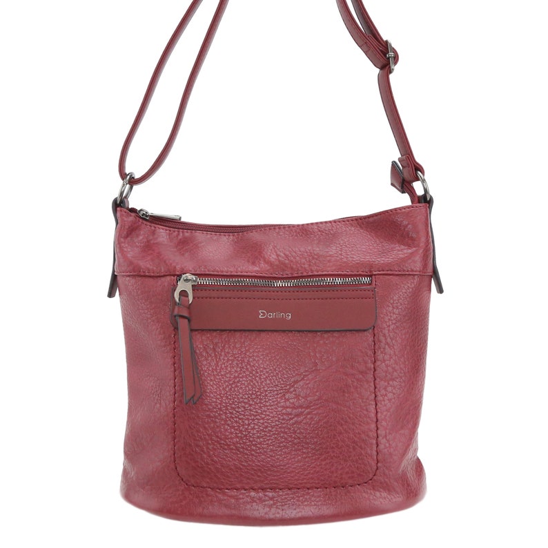 Borsa a tracolla a tracolla in pelle vegana stile Darling Hobo Dark Red