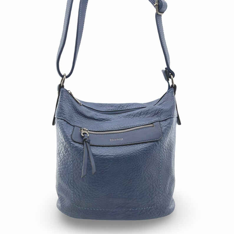 Borsa a tracolla a tracolla in pelle vegana stile Darling Hobo Denim Blue