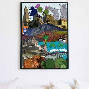 Scotland Travel Art Collage Wall Hanging Decor | Edinburgh Castle Print | HP Bridge| Edinburgh Home Decor | Scottish Art Print