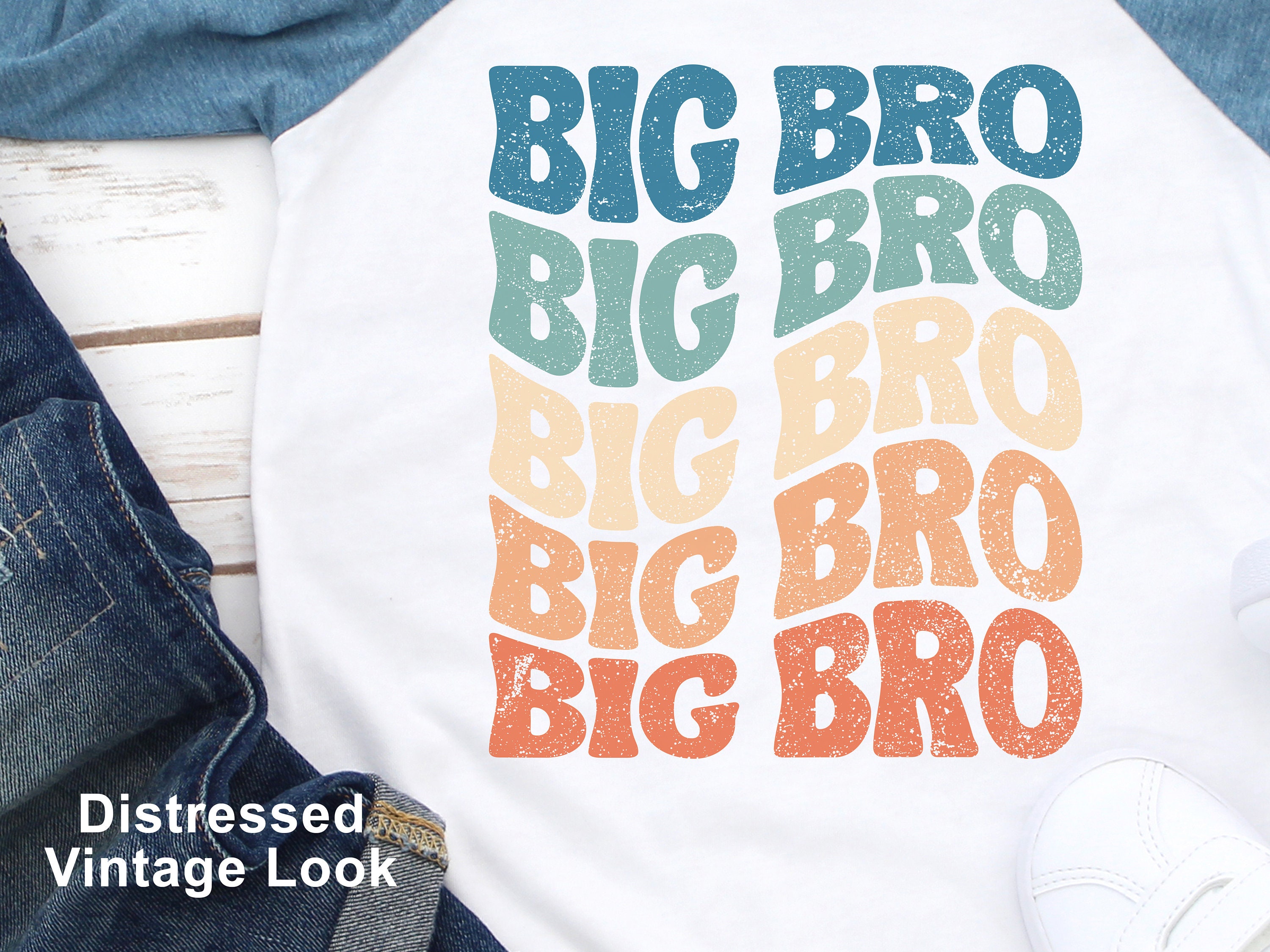 Discover Big Brother Shirt, Big Bro T-Shirt, New Big Brother Tee, Boys Toddler Raglan, Wavy Retro Vintage Boy T-Shirt, New Baby Announcement, 1093