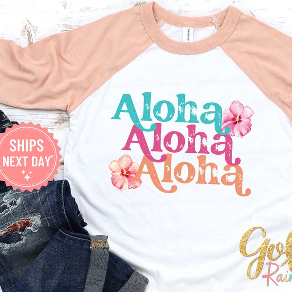 Girls Hawaiian Shirt, Aloha Toddler Shirt, Girls Beach T-Shirt, Hawaiian Vacation, Toddler Girl Tropical Shirt, Summer Tee for girl 1063