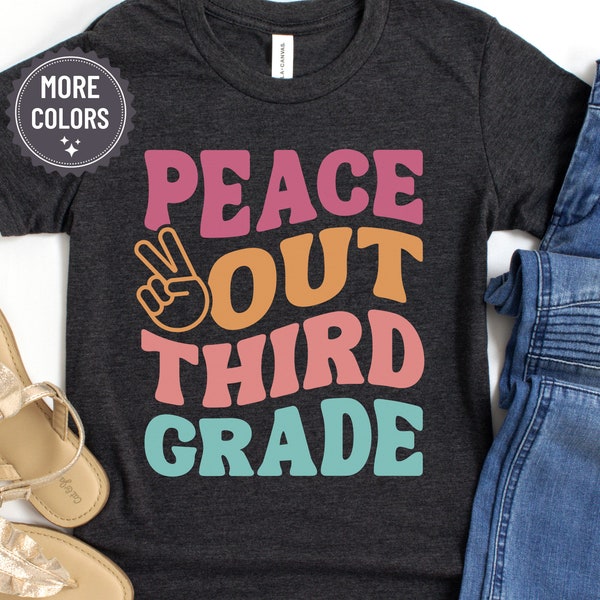 Last Day Third Grade Shirt, Peace Out 3rd Grade T-Shirt, Last Day of 3rd Grade School Wavy Retro Vintage T-Shirt, Unisex Tshirt, 2006