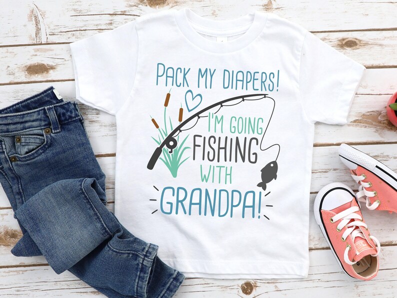 Grandson Fishing Tee: Cute Kids Shirt Pack My Diapers Going with Grandpa - 1034 Bild 2