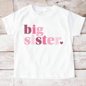 Big Sister T-Shirt: Pink Modern Toddler Tee, New Baby Announcement - 1178