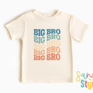 Big Brother Raglan Shirt: Retro Wavy Tee, New Baby Announcement - 1093