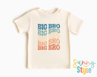 Big Brother Raglan Shirt: Retro Wavy Tee, New Baby Announcement - 1093