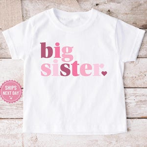 Big Sister T-Shirt: Pink Modern Toddler Tee, New Baby Announcement - 1178