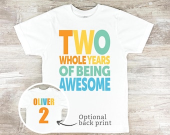 2nd Birthday Shirt for Boys: Personalized Two Years of Awesome Design - 2087