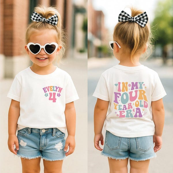 Custom 4th Birthday Era Shirt: Personalized Girls Birthday Tee - 5008