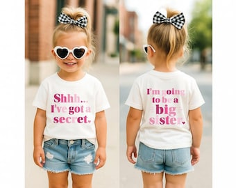 Big Sister Announcement Shirt: Pink Graphic Tee, USA Made - 5030