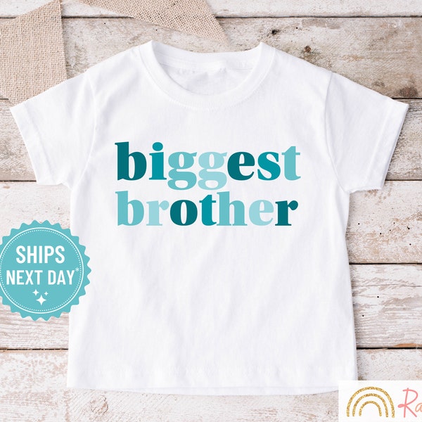 Biggest Brother TShirt, Oldest Brother T-Shirt, Big Bro Tee, Blue Modern Design, Minimalist Toddler Boy T-Shirt, New Baby Announcement, 1190
