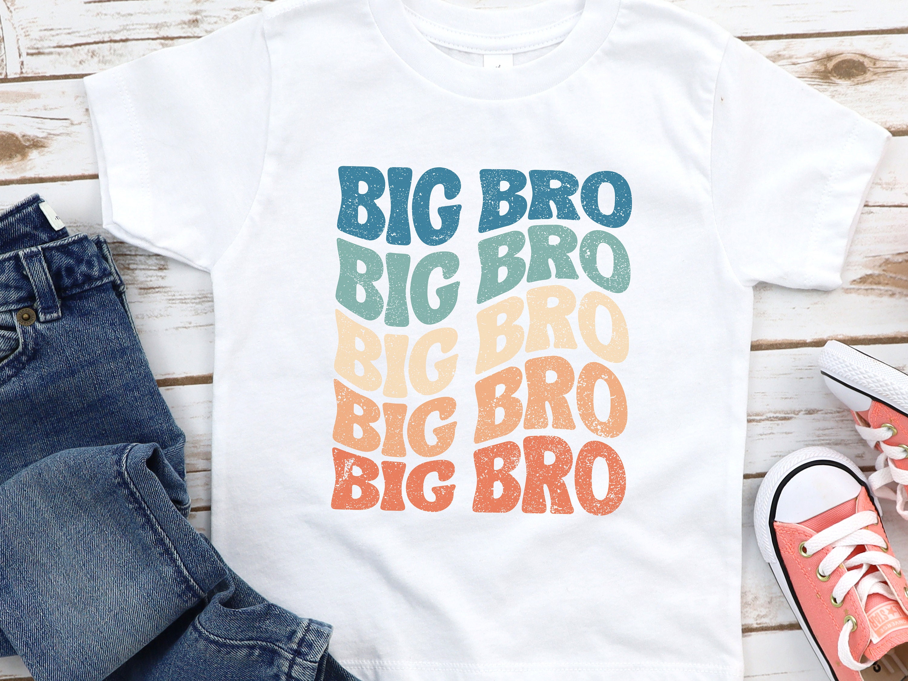 Discover Big Brother Shirt, Big Bro T-Shirt, New Big Brother Tee, Boys Toddler Raglan, Wavy Retro Vintage Boy T-Shirt, New Baby Announcement, 1093