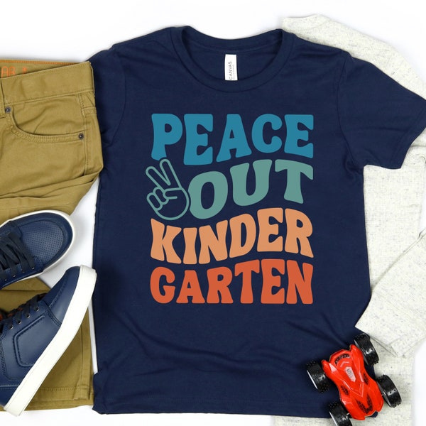 Last Day Kindergarten T-Shirt, Peace Out Kindergarten Shirt,  Kindergarten graduate, Wavy Retro Vintage Boy T-Shirt, Unisex Tshirt, 2009