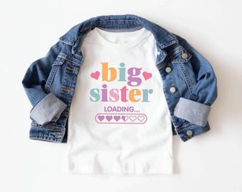 Camiseta de hermana mayor / Camiseta de anuncio de embarazo para niños / Camiseta de hermana mayor / Conjunto de revelación de hermano