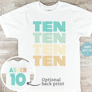 10th Birthday Shirt: Personalized Retro Tenth Party T-Shirt - 2071