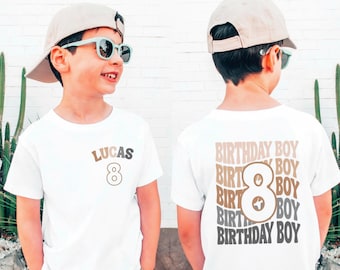 8th Birthday Boy Shirt | Personalized 8 Year Old Birthday Shirt | Custom Name & Age Tee | Boys Birthday T-Shirt