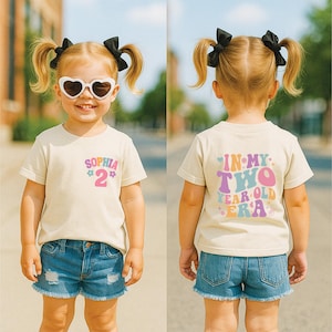 Custom 2nd Birthday Era Shirt, In My 2 Year Old Era TShirt, Girls Second Birthday Shirt, 2 Year Old Girl Tee, Personalized Birthday, 5006