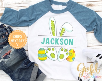 Personalized Easter Shirt for Kids, Boys Easter Bunny Tee, Baby Boy Easter Onesie®, Toddler Easter Egg Hunt, Matching Shirts Brothers 1102