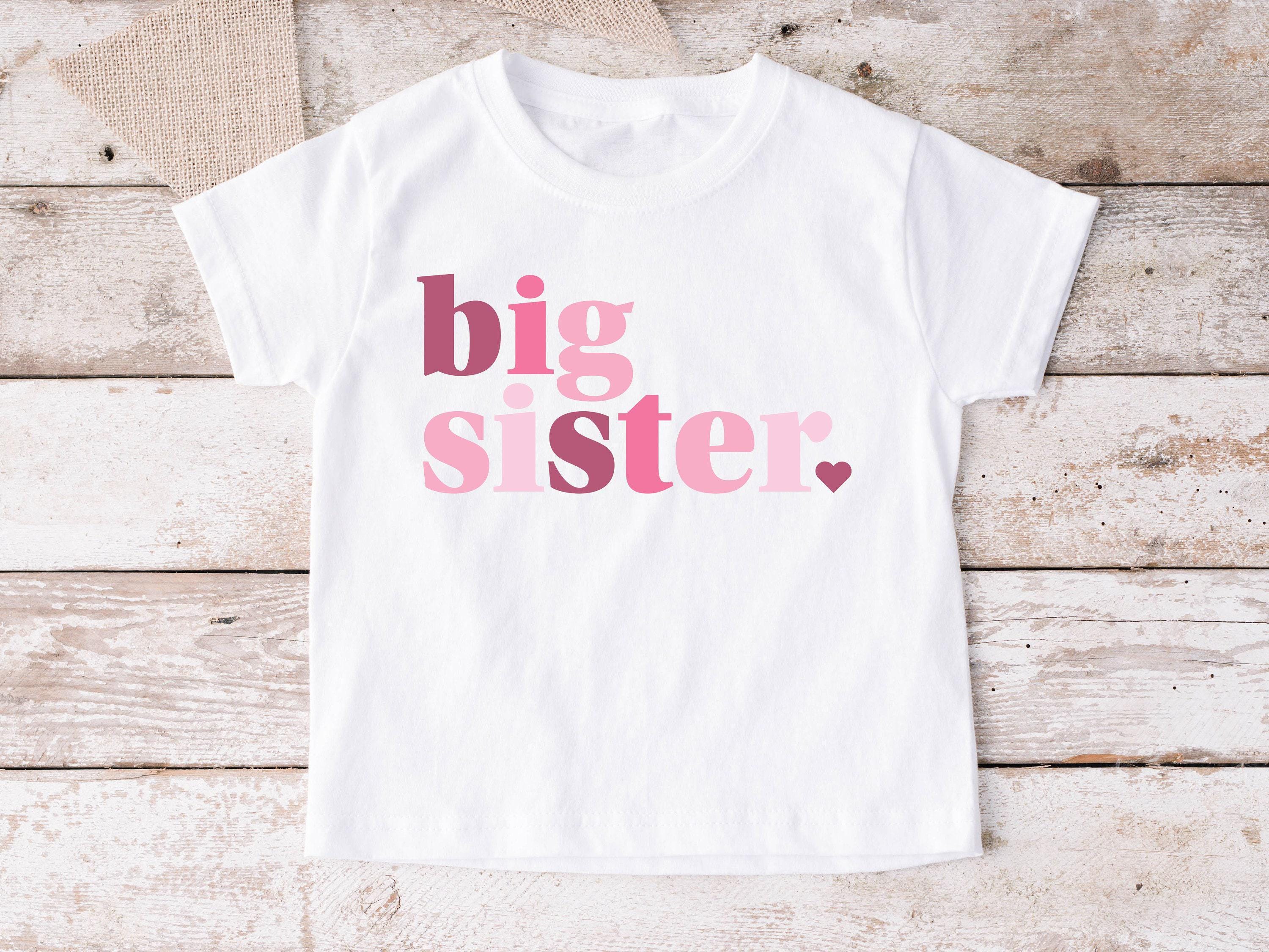 Big Sister TShirt, Big Sis T-Shirt, New Big Sister Tee, Pink Modern Design, Minimalist Toddler Girl T-Shirt, New Baby Announcement, 1178