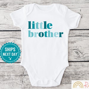 Little Brother Onesie®, Little Bro T-Shirt, Baby Boy Announcement, Shower Gift for Boy,  Blue Modern Design, Cute Minimalist Bodysuit, 1187