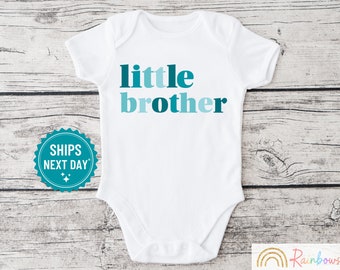 Little Brother Onesie®, Little Bro T-Shirt, Baby Boy Announcement, Shower Gift for Boy,  Blue Modern Design, Cute Minimalist Bodysuit, 1187