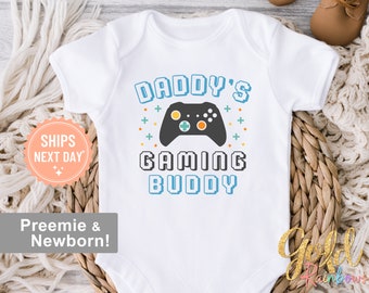 Daddys Gaming Buddy Onesie®, Daddy Loves Video Games Bodysuit, Newborn future gamer, Funny Baby Boy Onesie®, Dads Little Buddy, 1059
