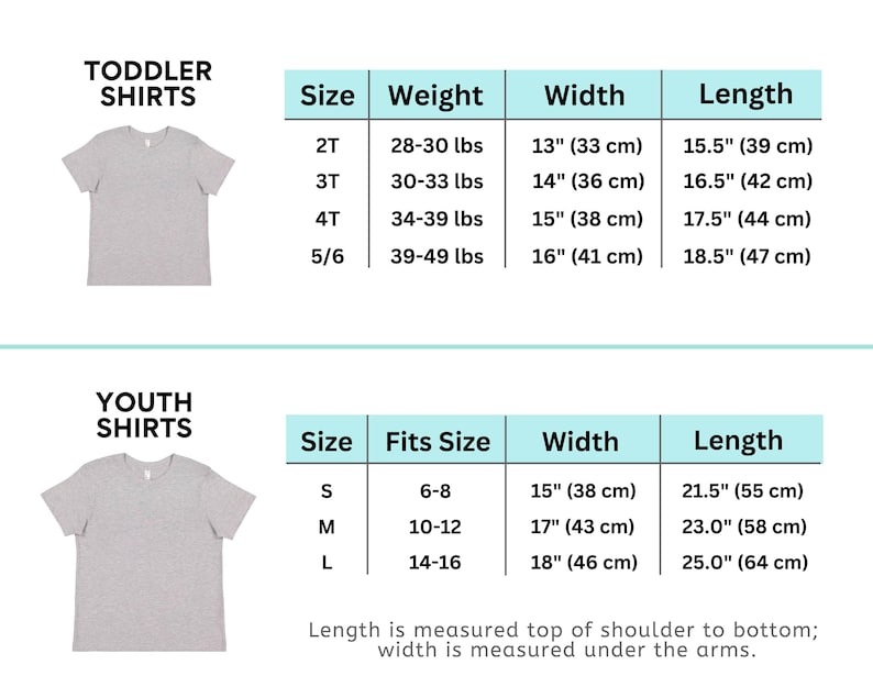 the sizes of a t - shirt for toddlers and girls