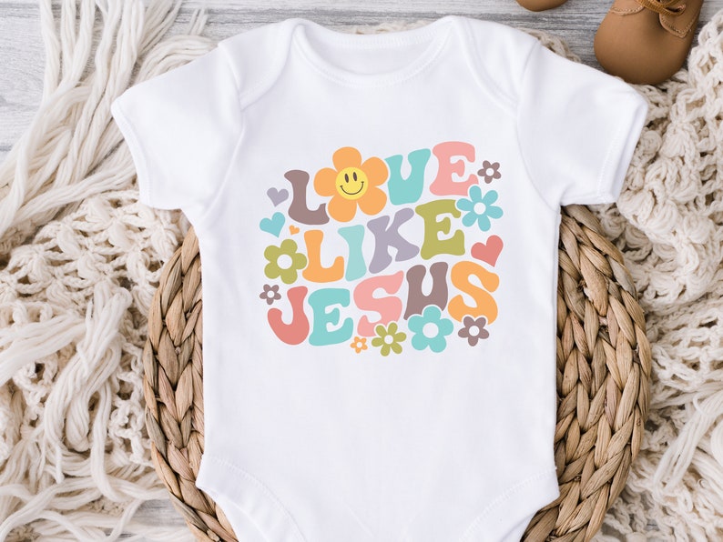 Love Like Jesus Baby Onesie: Retro Christian Bodysuit - 1093 image 2