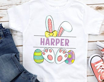 Personalized Easter Bunny Shirt: Girls Easter Tee, Egg Hunt Outfit - 1102