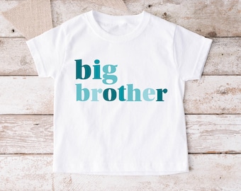 Big Brother Shirt, Big Bro T-Shirt, New Big Brother Tee, Blue Modern Design, Minimalist Toddler Boy T-Shirt, New Baby Announcement, 1176