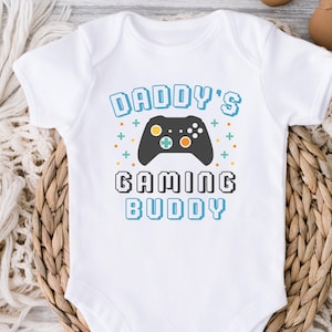 Daddys Gaming Buddy Onesie®, Daddy Loves Video Games Bodysuit, Newborn future gamer, Funny Baby Boy Onesie®, Dads Little Buddy, 1059