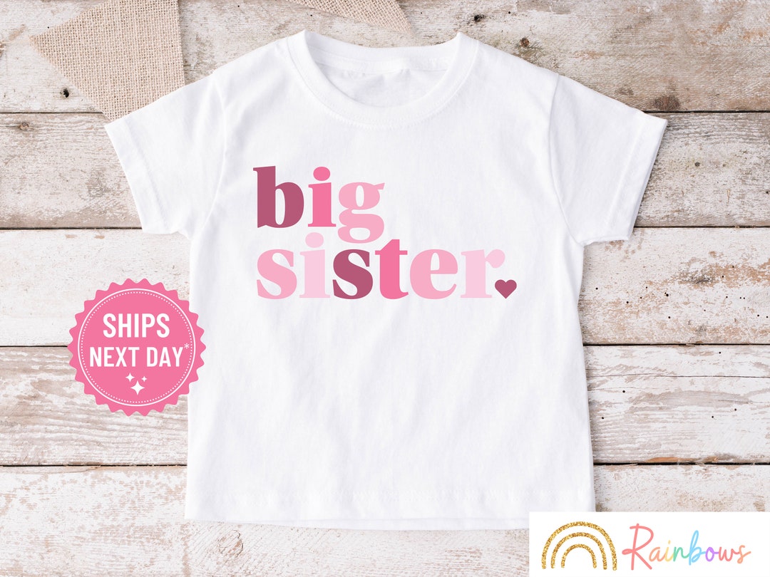 Big Sister Tshirt, Big Sis Tshirt, New Big Sister Tee, Pink Modern