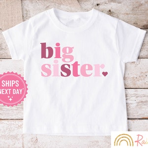 Big Sister TShirt, Big Sis T-Shirt, New Big Sister Tee, Pink Modern Design, Minimalist Toddler Girl T-Shirt, New Baby Announcement, 1178