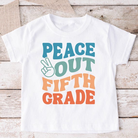 Peace Out Fifth Grade T-Shirt: Retro Last Day of School Tee - 2014