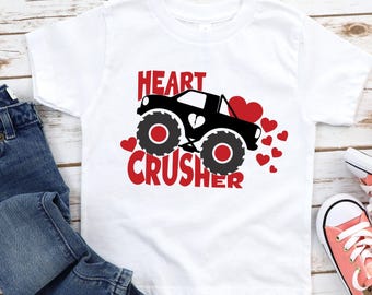 Heart Crusher Monster Truck Valentine's Day Shirt
