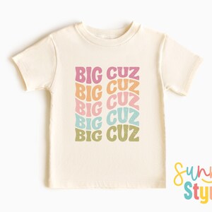 Big Cousin Shirt, Girls Big Cuz T-Shirt, New Big Cousin Tee, Toddler Girl Raglan, Wavy Retro Vintage Girls Tee, New Baby Announcement, 1136