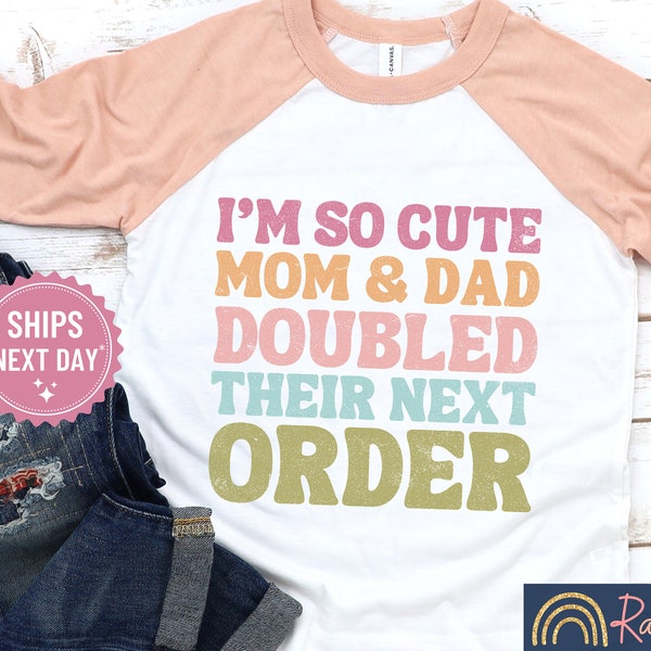 Big Sister of Twins Shirt, So Cute My Parents Doubled Their Next Order, Twins Sister Wavy Retro Vintage Shirt, Twins Announcement, 1114