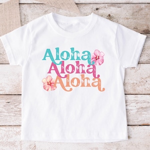 Girls Hawaiian Shirt, Kids Luau Party Shirt, Girls Beach T-Shirt, Hawaiian Vacation, Toddler Girl Tropical Shirt, Summer Tee for girl 1063