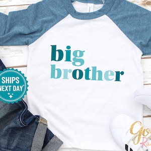 Big Brother Shirt, Big Bro T-Shirt, New Big Brother Tee, Blue Modern Design, Minimalist Toddler Boy T-Shirt, New Baby Announcement, 1176